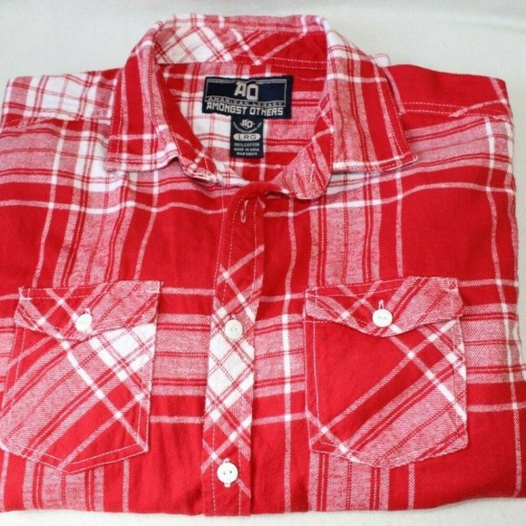 Men's Large AO - AMONGST OTHERS American Legacy Red Plaid Flannel Shirt Cotton - Picture 8 of 11